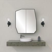 Pakabinama vonios spintelė su veidrodžiu Kalune Design Quartz, juoda (Black)