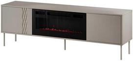 tv staliukai - Cama TRESSE RTV spintelė EF + židinys juoda (Black) 180 cm x 40 cm x 54.5 cm - 1 nuotrauka