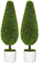 HOMCOM Dirbtinis kiparisas, 2 vnt., 90 cm, žalias/baltas (Green/White)