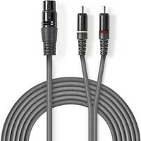 Nedis COTH15220GY15 XLR F - 2x RCA M 1.5m Tamsiai pilkas (Dark Gray)