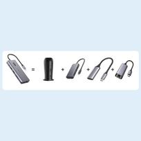 aux to usb - Choetech HUB-M26 12in1 USB-C į USB-C / USB-A / HDMI / VGA / AUX / SD / TF Pilkas (Gray) - 1 nuotrauka