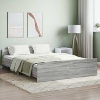 vidaXL Lovos rėmas su galvūgaliu ir kojūgaliu, 160x200 cm, pilkas (Grey)