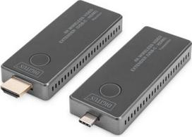 usb c 4k 120hz - Digitus 4K Wireless Video Extender Set 30m (USB-C - HDMI) ,  DS-55324 ,  Juodas/Sidabrinis (Black/Silver) - 1 nuotrauka