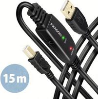 Axagon ADR-215B Active connection USB 2.0 A-M > B-M cable, 15 m long. Power supply option.