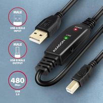 active usb cable - Axagon ADR-215B Active connection USB 2.0 A-M > B-M cable, 15 m long. Power supply option. - 5 nuotrauka