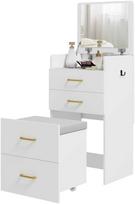 stalciai su ratukais - HOMCOM 3-in-1 kosmetinis staliukas, baltas (White) - 1 nuotrauka