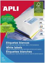 Lipnios etiketės APLI, 70 x 37 mm, A4, 24 lipdukai lape, 25 lapai, balta
