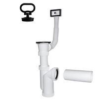 Plastbrno Sifonas virtuvės kriauklei 1 1/2 x 50 mm su išleidžiamąja anga, perpylimas