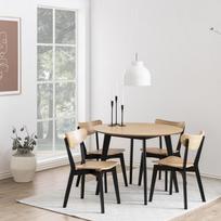 Valgomojo komplektas Home4you Roxby, juodas/ąžuolas