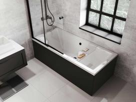 Vonia, laisvai pastatoma Besco Quadro, 165 cm x 75 cm x 55.5 cm, balta (White) / juoda (Black)