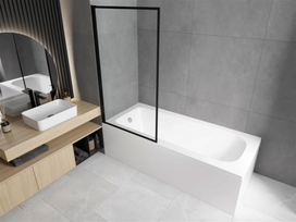 Vonia su sienele, laisvai pastatoma Mexen Vega, 150 cm x 70 cm, balta (White)/juoda (Black)