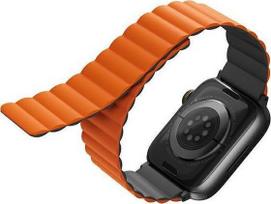 Uniq Revix apyrankė Apple Watch Series 1-9/SE/Ultra 42/44/45/49mm, apverčiamas magnetinis, Juodas ir Oranžinis (Black and Orange)