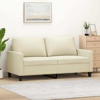 vidaXL Dvivietė sofa, kreminė (Cream), 140 cm, dirbtinė oda