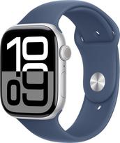 apple series 10 - Apple Watch Series 10 GPS + Cellular 42mm Silver Aluminium Case with Denim Sport Band S/M - 1 nuotrauka
