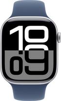 apple series 10 - Apple Watch Series 10 GPS + Cellular 42mm Silver Aluminium Case with Denim Sport Band S/M - 4 nuotrauka