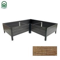 Pakeliama sodo lysvė Wood Look L – forma, ruda: 150x150x75x75x75x75 cm, aukštis-30 cm; 9993550291336 KLASIKA