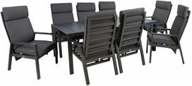 Lauko baldų komplektas Home4you Tomson, pilkas (Grey), stalas ir 8 kėdės