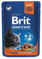 Šlapias kačių maistas Brit Premium By Nature Sterilised, lašiša, 0.100 kg