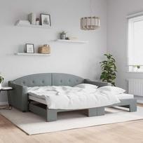 vidaXL Lova su ištraukiama dalimi, 100x200 cm, šviesiai pilka (Light Grey)