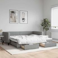 vidaXL Sofa-lova su ištraukiama dalimi, 100x200 cm, pilka (Grey)
