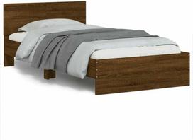 vidaXL Lovos rėmas su galvūgaliu ir LED, rudas (Brown), 100x200 cm