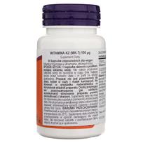 vitaminai -  NOW Vitamin K-2 (MK7) 100mcg 60 Kapsulių, (60 porcijų). - 2 nuotrauka