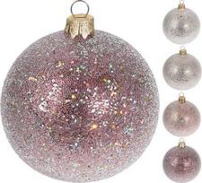 Kalėdinis eglės žaisliukas GLITTER BALL, rausvos sp., 10 cm