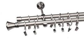 Metalinis karnizo komplektas JAZZ, dvigubas, nikelio sp., 2,4 m, Ø 19/19 mm