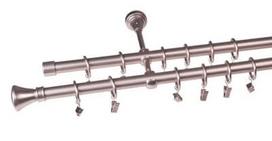 Metalinis karnizo komplektas JAZZ, dvigubas, sidabro sp., 1,6 m, Ø 19/19 mm