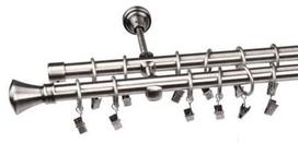 Metalinis karnizo komplektas JAZZ, dvigubas, nikelio sp., 1,6 m, Ø 19/19 mm