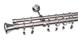 Metalinis karnizo komplektas JAZZ, dvigubas, nikelio sp., 2 m, Ø 25/19 mm