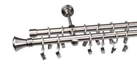 Metalinis karnizo komplektas JAZZ, dvigubas, nikelio sp., 2 m, Ø 19/19 mm