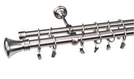 Metalinis karnizo komplektas JAZZ, dvigubas, nikelio sp., 2,4 m, Ø 25/19 mm