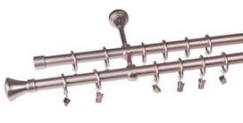 Metalinis karnizo komplektas JAZZ, dvigubas, sidabro sp., 2,4 m, Ø 19/19 mm