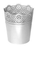 Plastikinis vazonas LACE, baltos sp., 13,5 x 15,5 cm