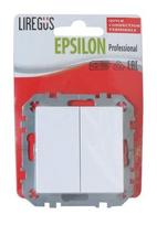 liregus epsilon 2 balta - Jungiklis be rėmelio EPSILON, 2 klavišų, su spyr. kontaktais, baltos sp. - 1 nuotrauka