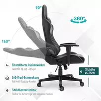 pasukamos kedes - Žaidimų kėdė VLX 975547, juoda - 7 nuotrauka
