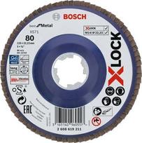 80 slifavimo padas - Žiedlapinis šlifavimo diskas BOSCH X-Lock, 125 mm, K 80 mm - 1 nuotrauka