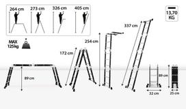 Universalios kopėčios Drabest HOME 4 x 3 su platforma, aliuminio-plieno, 125 kg