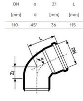 vidaus kanalizacijos vamzdziai 110 - Alkūnė vidaus kanalizacijai Magnaplast HTplus, 110 mm, 45° - 2 nuotrauka