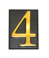 numeris 4, 32 x 45 mm, plastikinis, aukso sp.