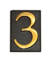 numeris 3, 32 x 45 mm, plastikinis, aukso sp.