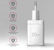 charger pps - AXAGON ACU-PD20W Sieninis įkroviklis 20W, 1x USB-C, Baltas (White) - 3 nuotrauka
