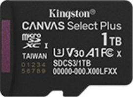 micro sd kortele 1tb - Kingston Canvas Select Plus 1TB microSDXC UHS-I Class 10 A1 + SD Adapter - 1 nuotrauka