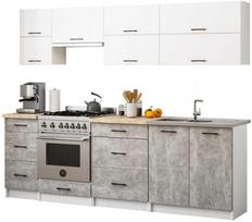 akord oliwia - Virtuvės baldų komplektas Akord Oliwia G2, 240 cm, balta/pilka (White/Grey) - 1 nuotrauka