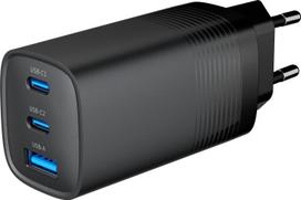 3 usb port charger - Gembird TA-UC-PDQC65-01-BK 3 prievadų 65 W GaN USB PowerDelivery greitas įkroviklis Juodas (Black) - 1 nuotrauka