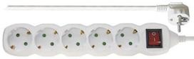 Ilgiklis EMOS, 5 lizdai, 1,5 mm, 5 m, 16A, jungtukas, baltos sp.