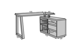2 rasomieji stalai su stalciais - Adrk Furniture Kampinis rašomasis stalas IWO II, baltas (White) - 2 nuotrauka