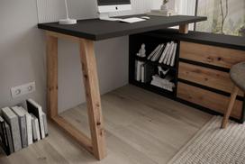 2 rasomieji stalai su stalciais - Adrk Furniture Kampinis rašomasis stalas IWO II, baltas (White) - 3 nuotrauka