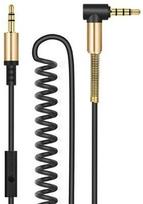 3.5 mm to 3.5 mm kabelis - Hoco UPA02M Premium Spring Aux Jack 3.5mm To 3.5mm With Mic 24K 2m Black - 1 nuotrauka